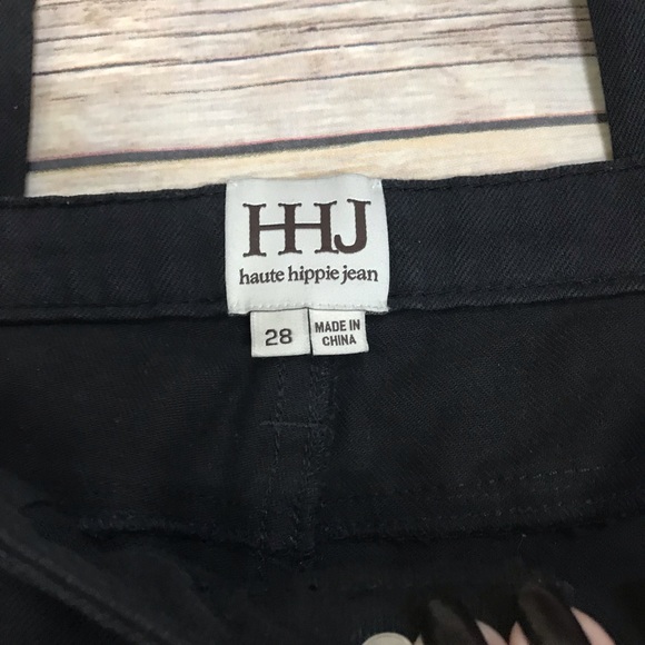 HAUTE HIPPIE BLACK SKINNY JEANS W/ LEATHER PANEL - Picture 3 of 8